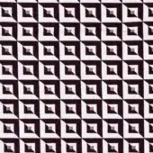 Grimaldi fabric swatch, black and white geometric pattern, interlocking squares with textured triangular sections, optical illusion design.